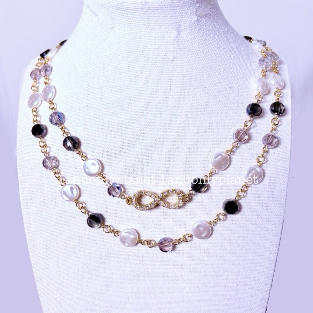 🌹HP🌹Just in💕NEW 2-Way Infinity Freshwater Pearl Beaded Chain Long Necklace - Picture 6 of 7